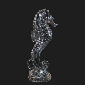 WATERFORD CRYSTAL SEAHORSE SCULPTURE STATUE FIGURINE PAPERWEIGHT 7.25" SIGNED